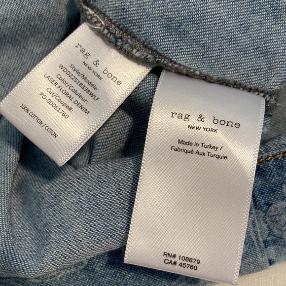 Rag & Bone Jean denim tie dress floral xs - Picture 10 of 14